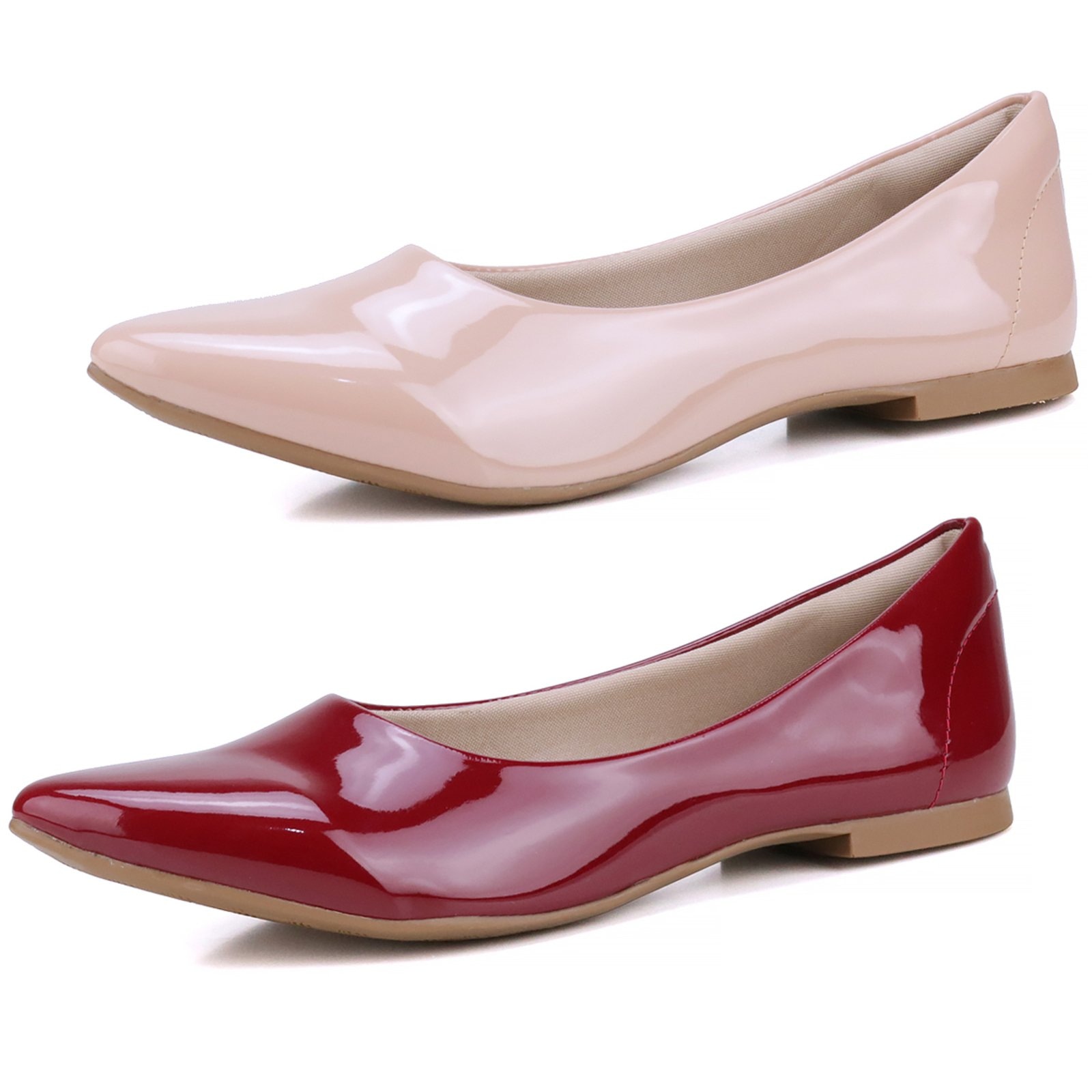 Imagem principal Kit 2 Pares de Sapatilha Mr Gutt Bico Fino Verniz Nude/Vermelho Mr. Gutt caramelo/nude nude