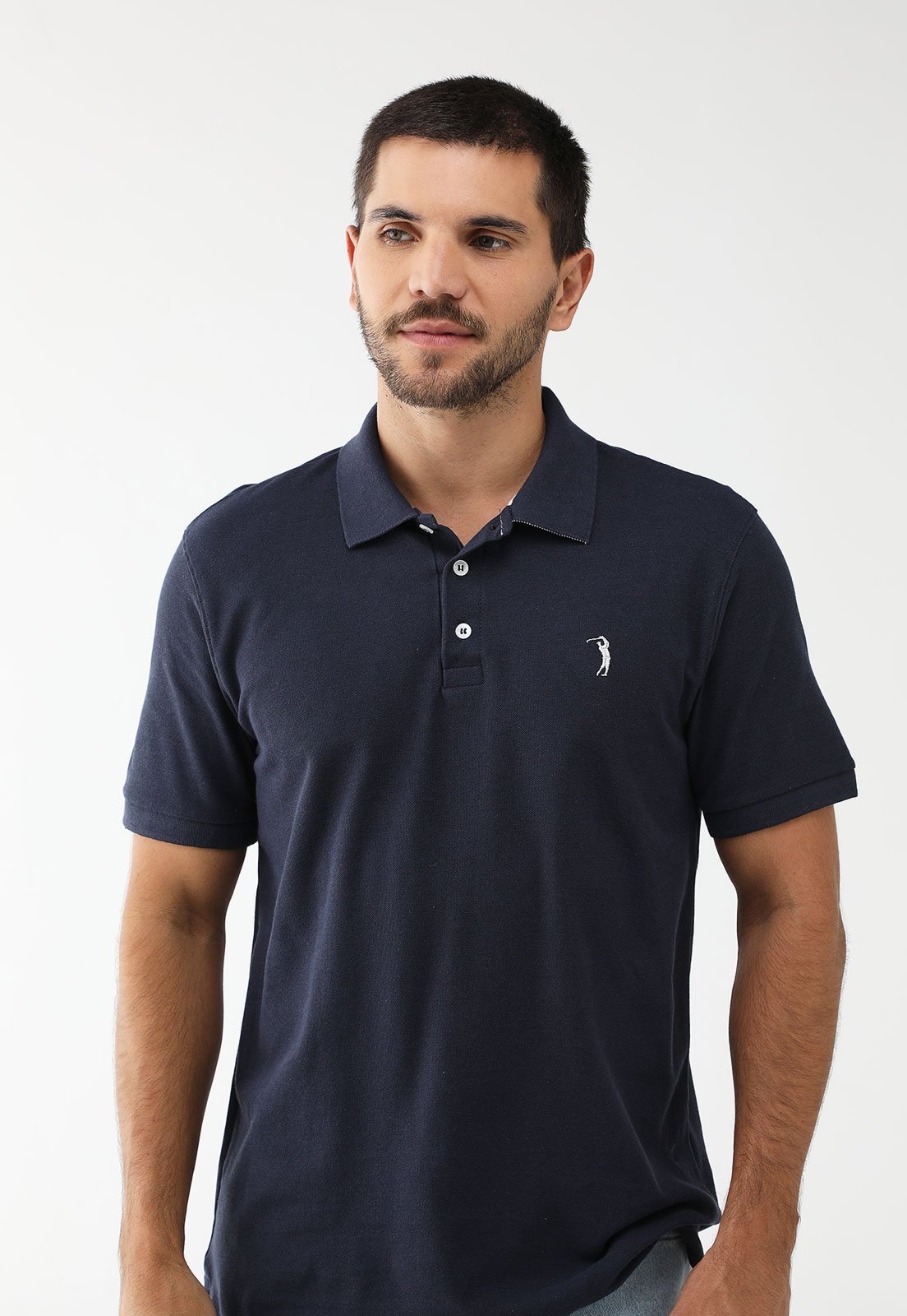 Imagem principal Camisa Polo Aleatory Slim Logo Bordado Azul-Marinho Aleatory azul marinho