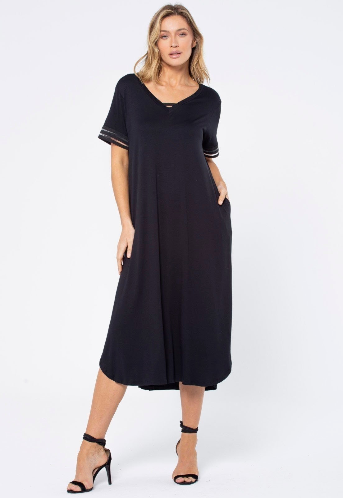 Imagem principal Vestido Midi Amazonia Vital Malha com Bolso Detalhe nas mangas e busto Amazonia Vital preto