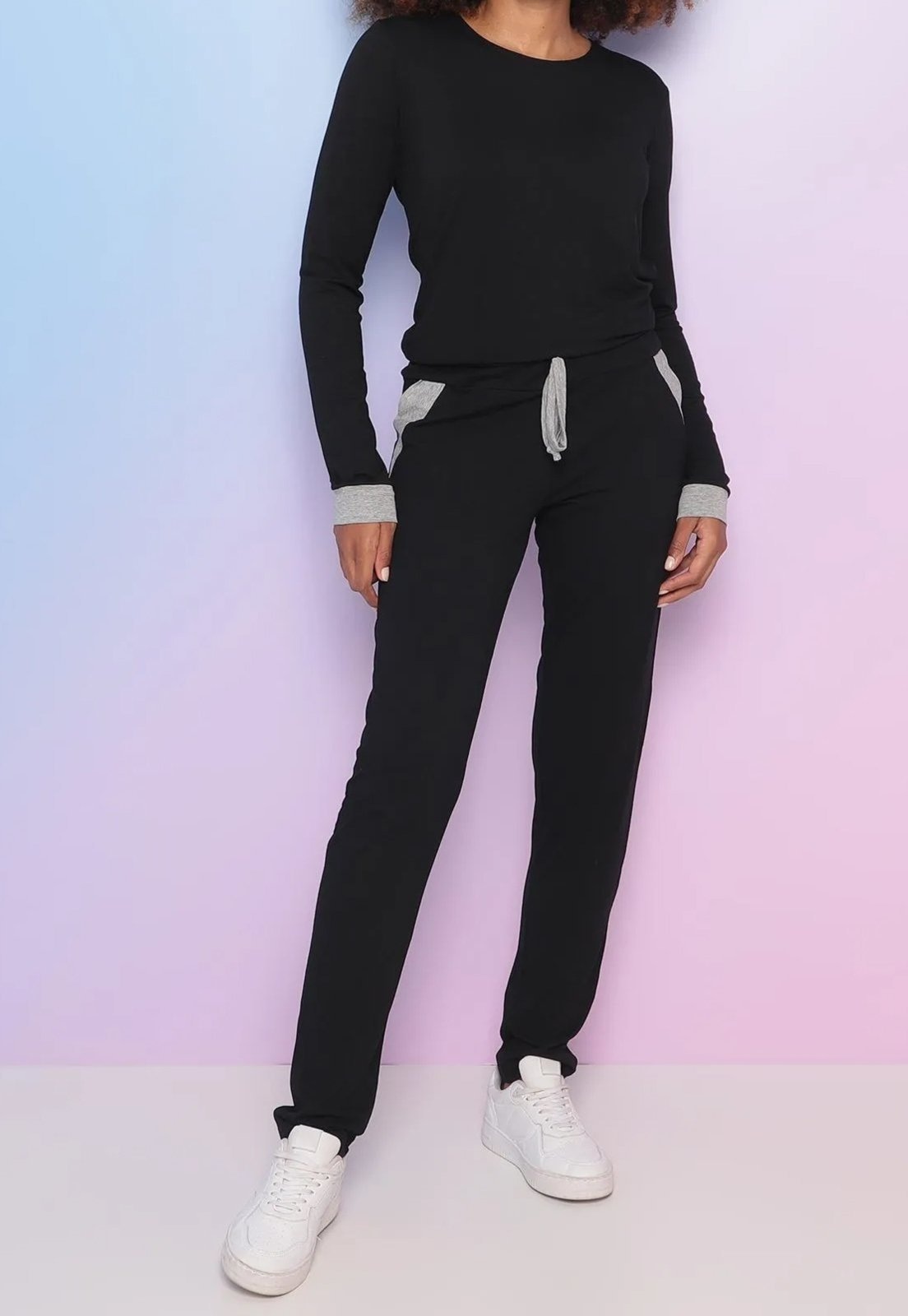 Imagem principal Conjunto Maria Paes Calça e Blusa Manga Longa e Mescla Maria Paes preto