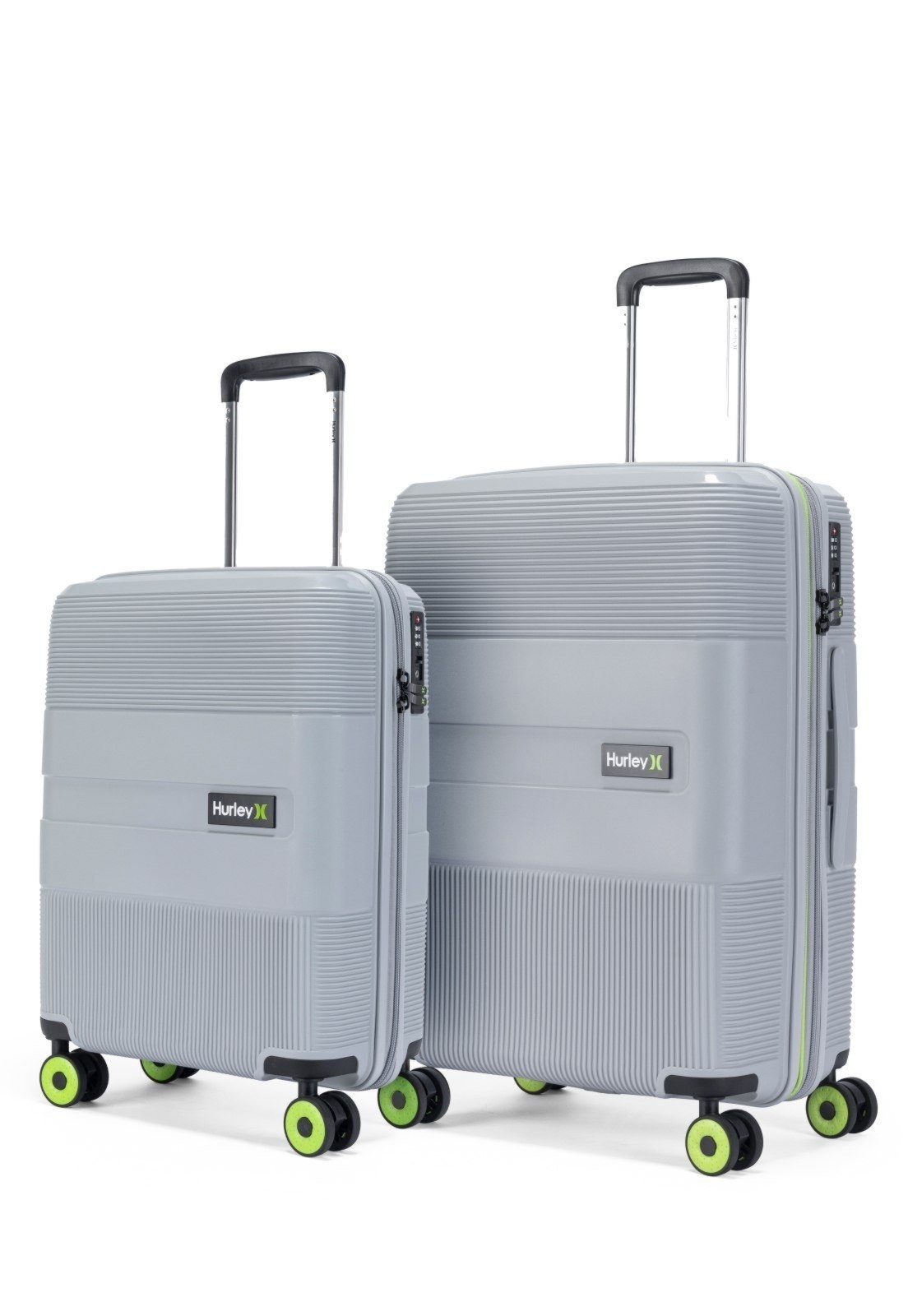 Imagem principal Kit 2 Malas De Viagem ABS Rígido Hurley Rodinhas 360° com Cadeado TSA Resistente Masculino hurley cinza