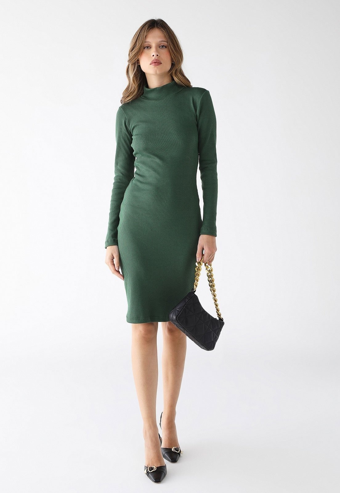 Imagem principal Vestido Curto Gola Alta Levosch Ribana Algodão Premium Verde Militar 77VS LEVOSCH cinza verde