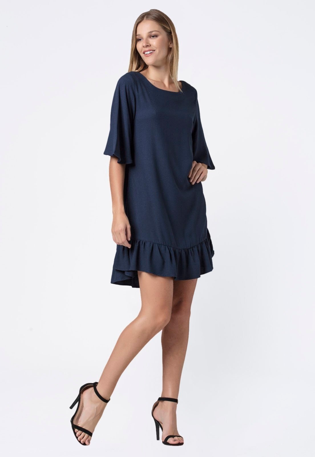 Imagem principal Vestido Curto Amazonia Vital Viscose Babados Amazonia Vital azul marinho