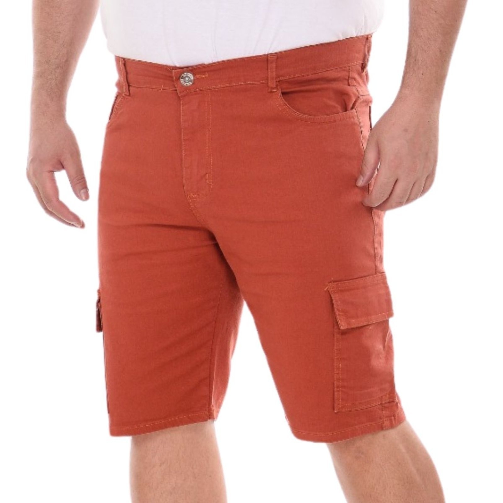 Imagem principal Bermuda Jeans Loka Cargo Masculina Plus Size Colorida Jeans Loka laranja