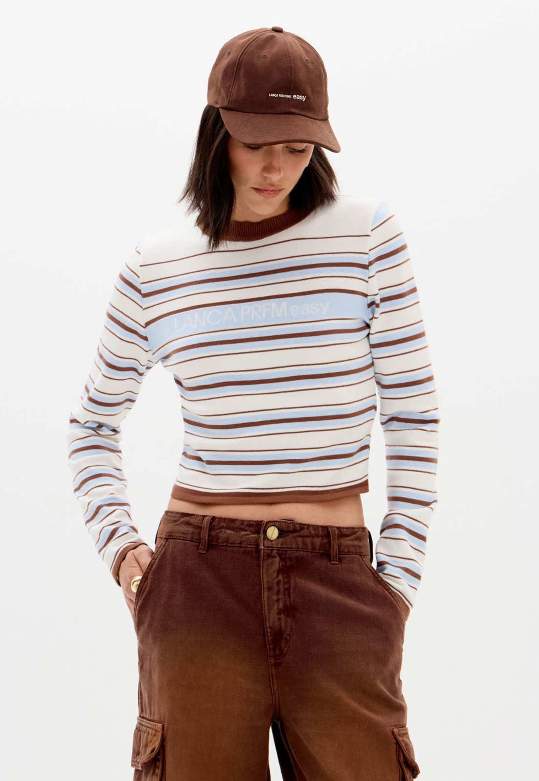 Imagem principal Blusa Feminina Lança Perfume Listrada Cropped Off-White Lança Perfume off-white white