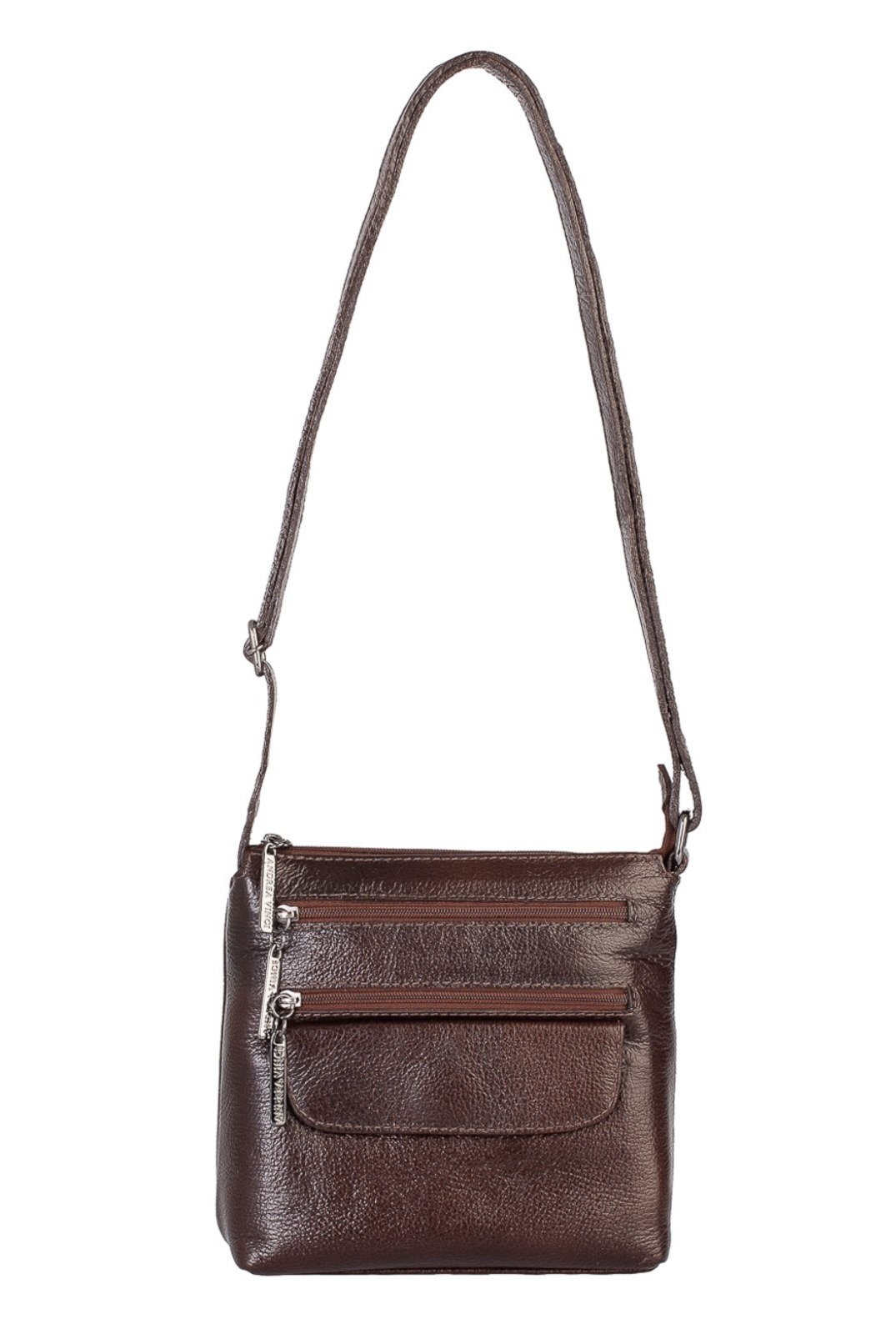 Imagem principal Bolsa transversal de couro liso grafite Maura - Café Andrea Vinci preto