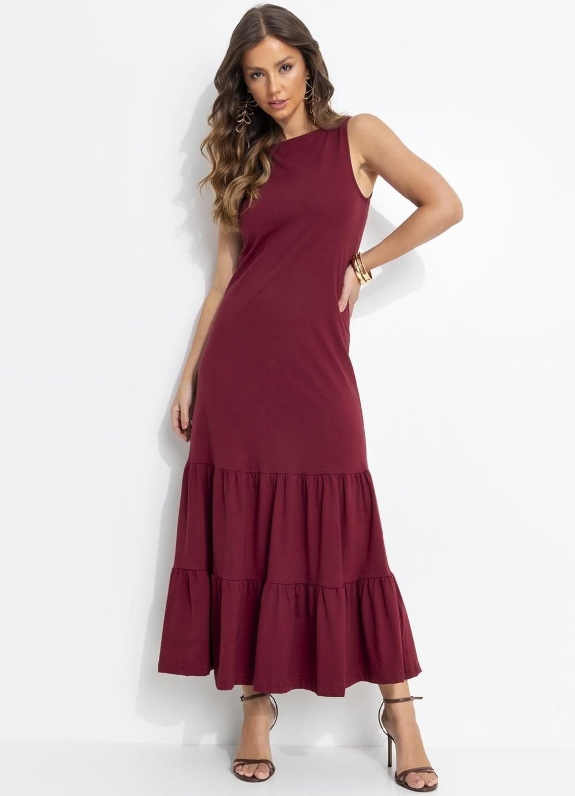 Imagem principal Vestido Malha De Algodão Bordô Quintess vermelho