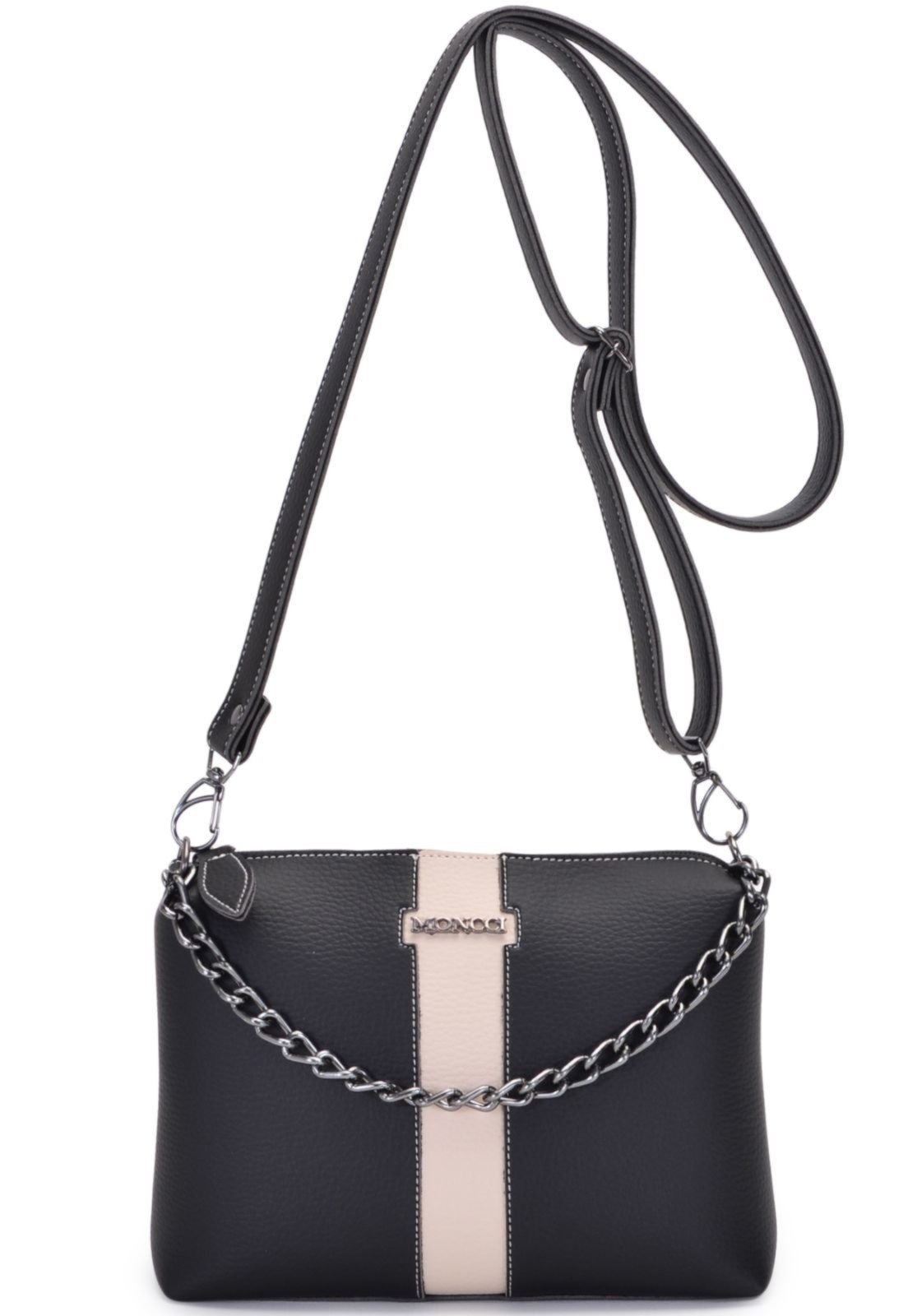 Imagem principal Bolsa Feminina Moncci Londres Pequena Transversal Alça Tiracolo Com Corrente Com MONCCI branco/off-white/preto