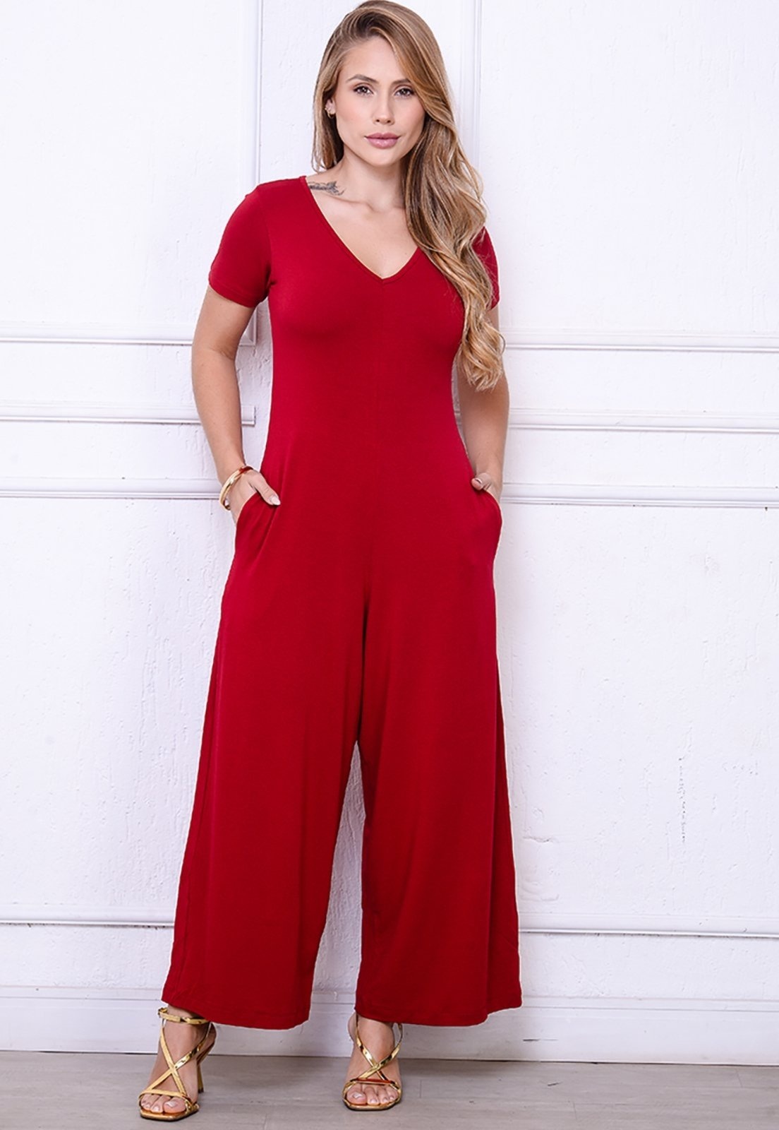 Imagem principal Macacão Pantalona C Bolsos BBonnie Esther BBonnie vermelho