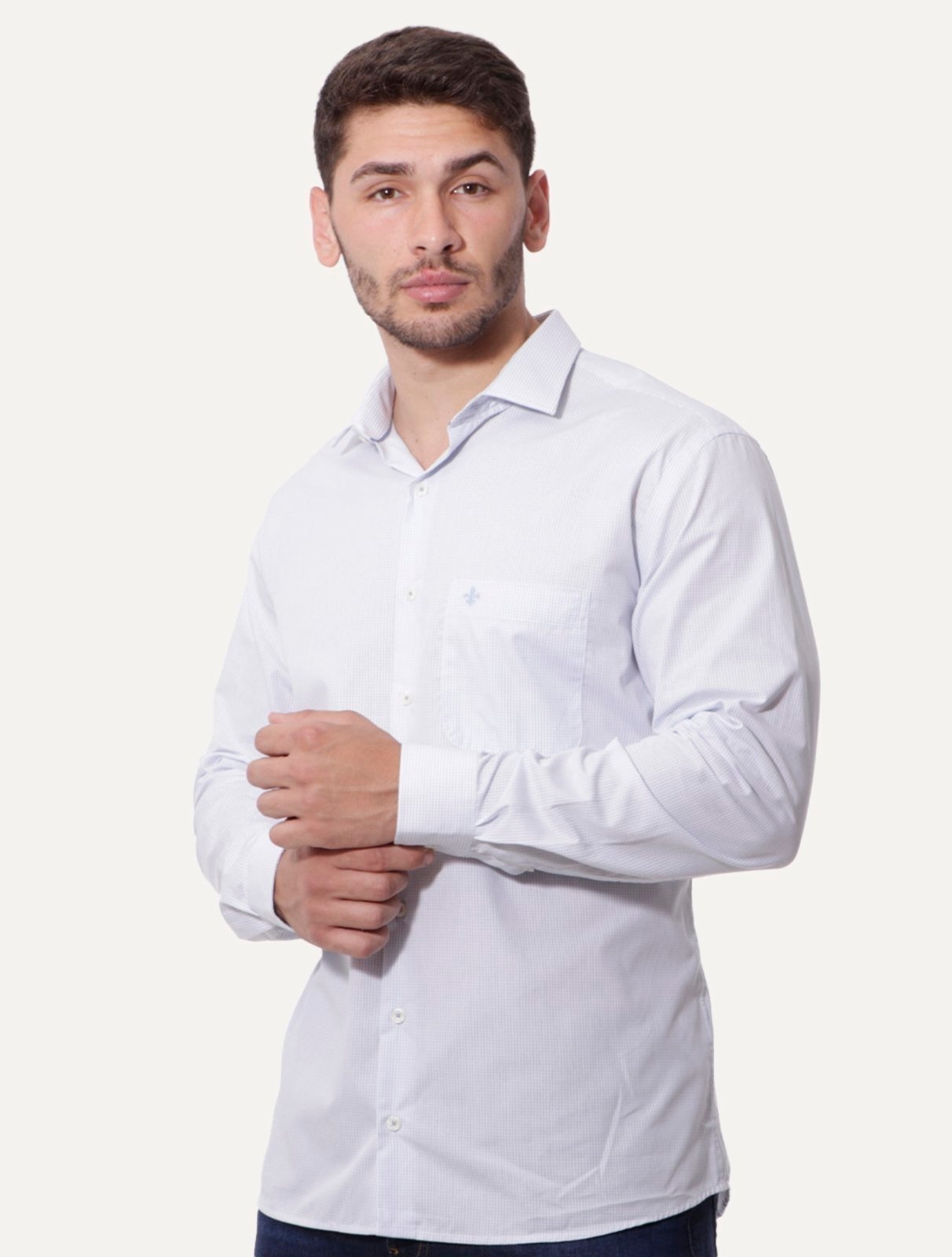 Imagem principal Camisa Dudalina Masculina Comfort Superfine Cotton Pocket Grid Claro Dudalina azul