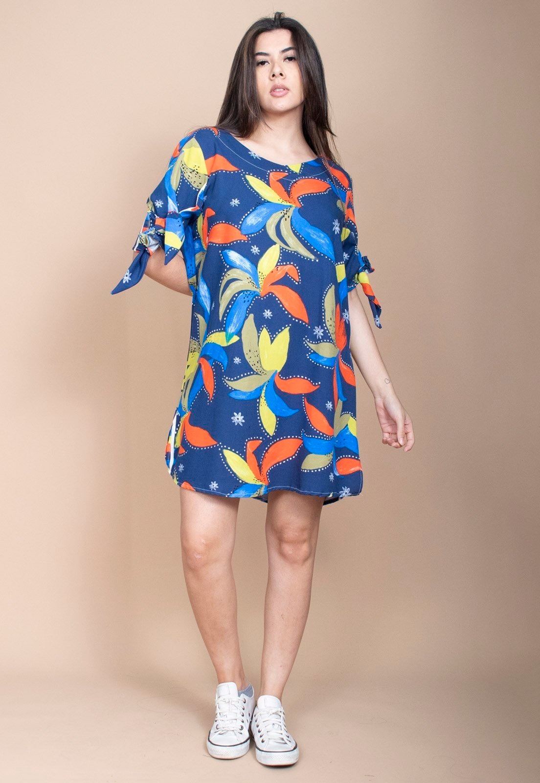 Imagem principal Vestido Curto Cabanafree Plano Estampa Maré Vibrante Cabanafree estampado/laranja/verde