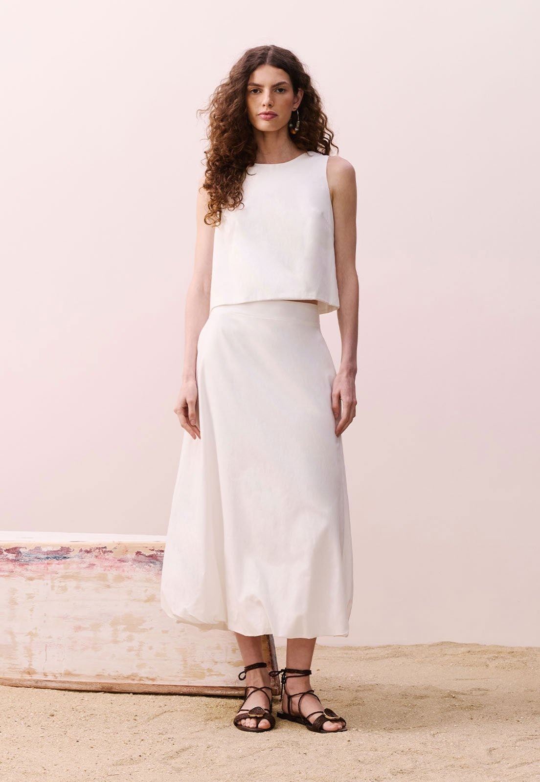 Imagem principal Saia CaCay Midi Balonê Tricoline Off-White CaCay off-white white