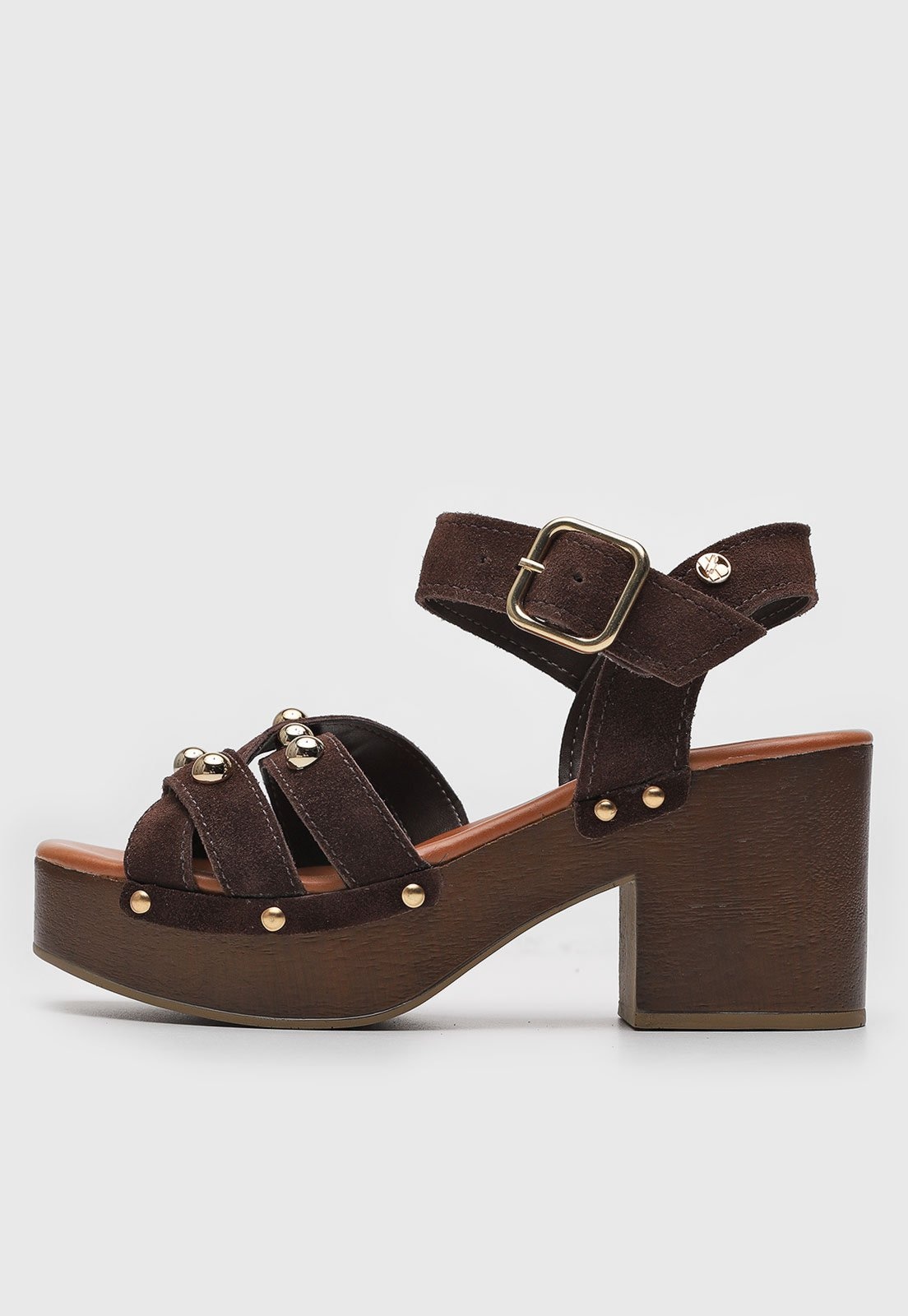 Imagem principal Sandália Feminina Bottero Salto Bloco Tiras Camurça Bottero marrom