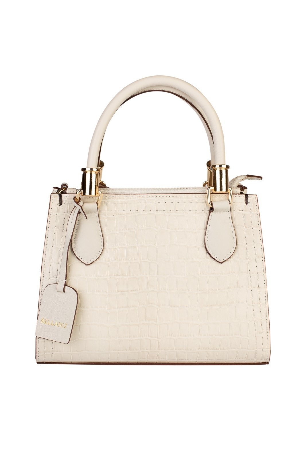 Imagem principal Bolsa Bellaniz Baú De Couro Croco Andressa - Marfim Bellaniz caramelo