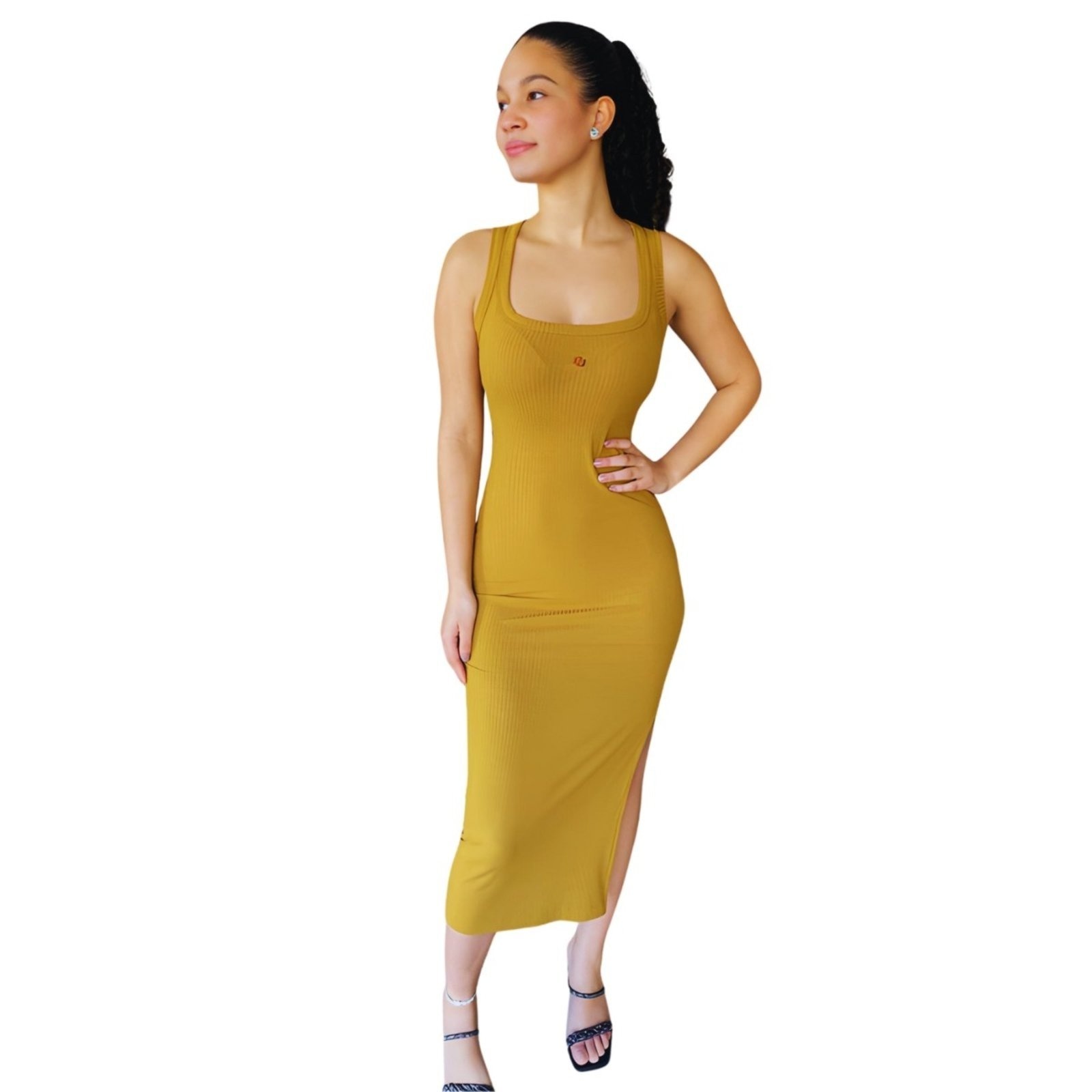 Imagem principal Vestido Canelado Fenda Colcci caramelo