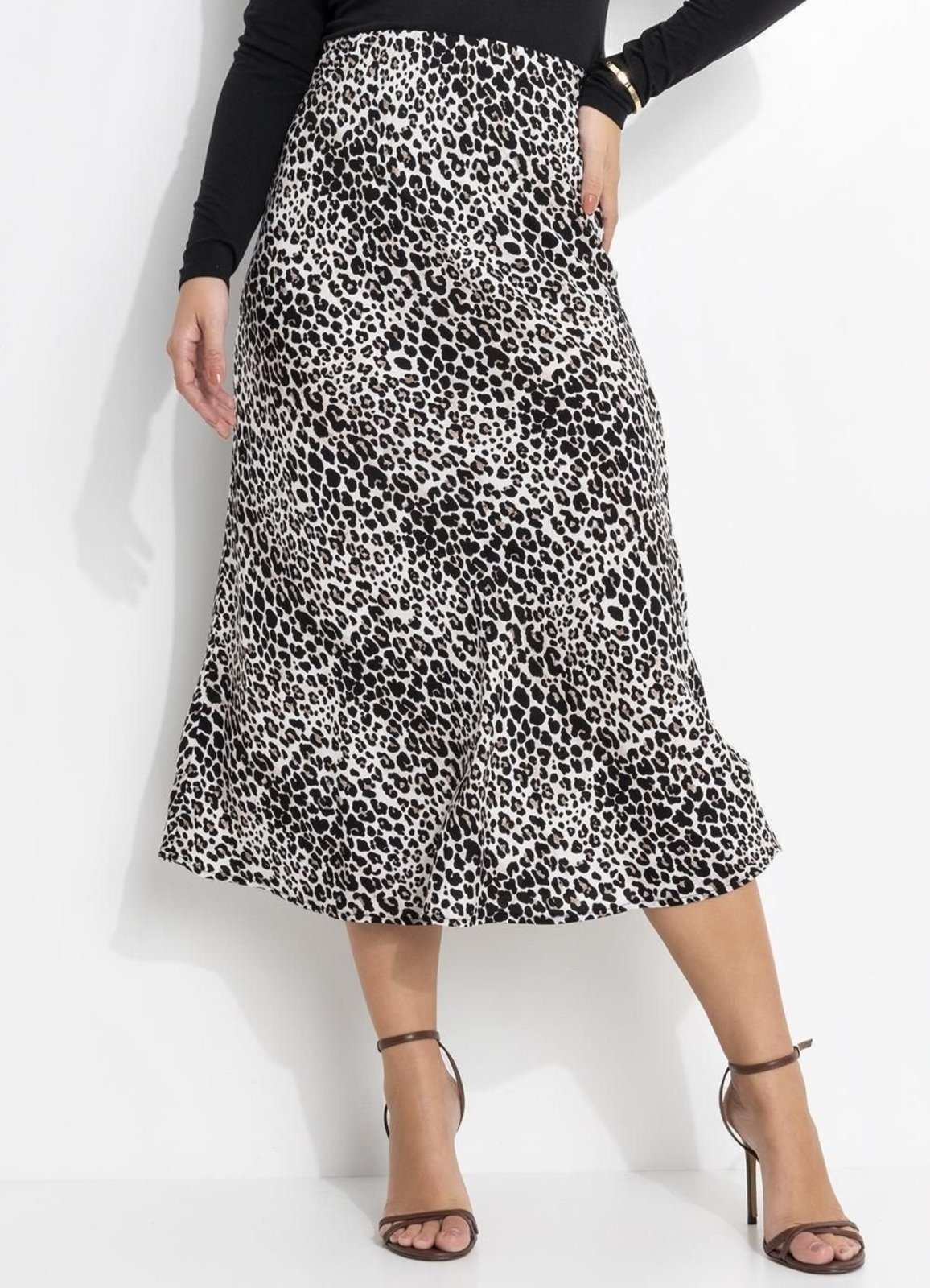 Imagem principal Saia Viscose Plana Onça Preta Colorido Quintess preto