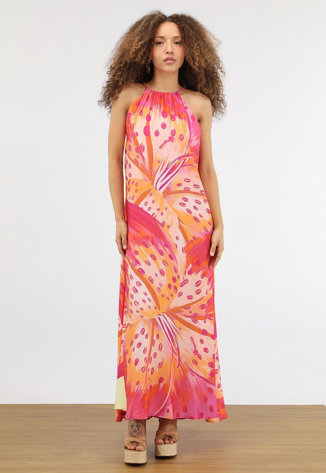 Imagem principal Vestido Feminino FARM Estampa Tropical Maxi Longo FARM rosa