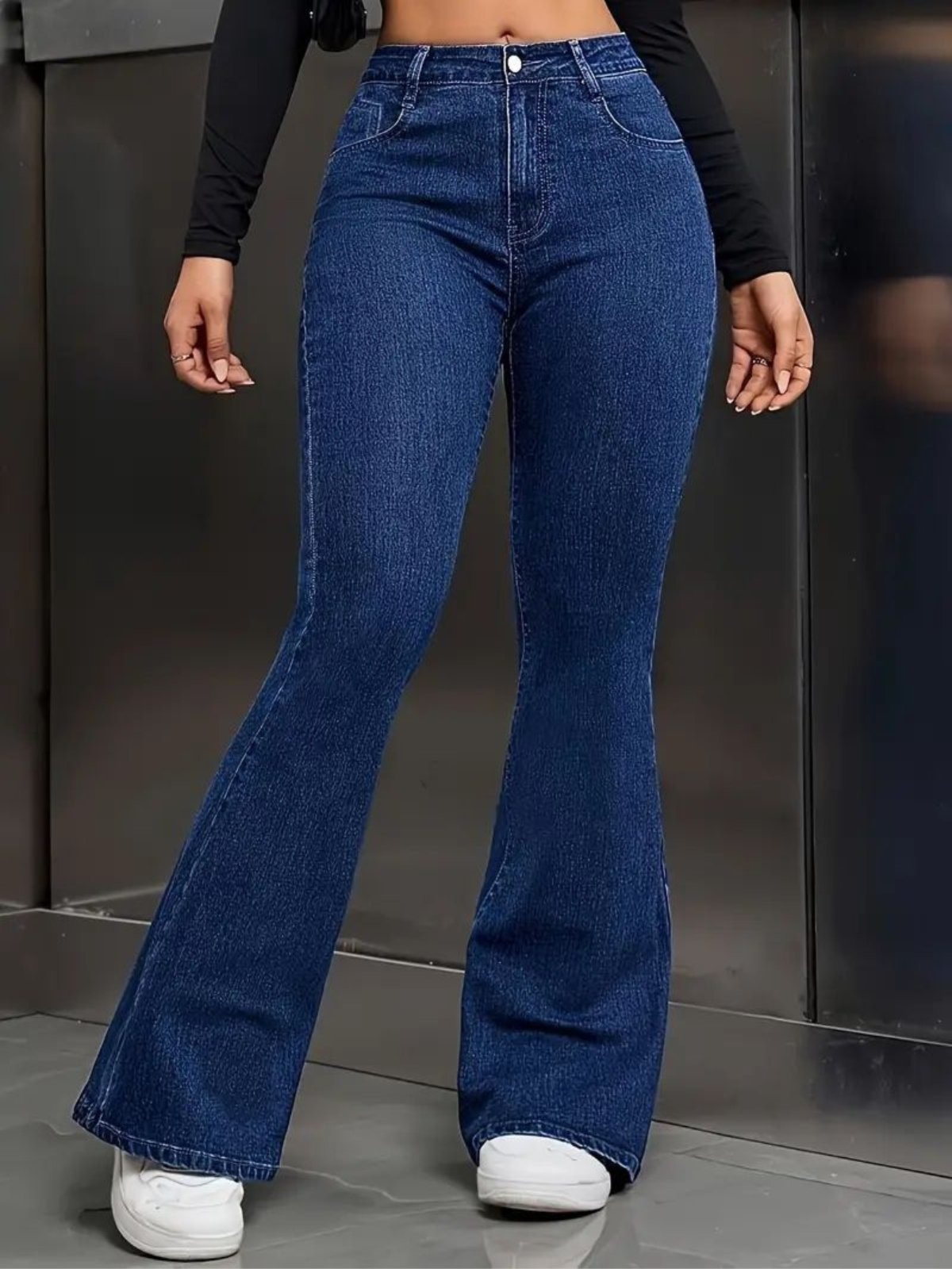 Imagem principal Calça Jeans Kovali Fashion Store Flare Preta Caimento Impecável e Tecido Premium KOVALI FASHION STORE azul