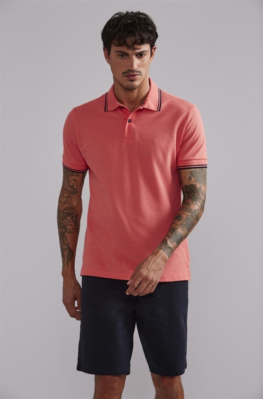 Imagem principal HIGHSTIL Polo Manga Curta Piquet Básica Slim Fit - Rosa Salmão HIGHSTIL laranja rosa