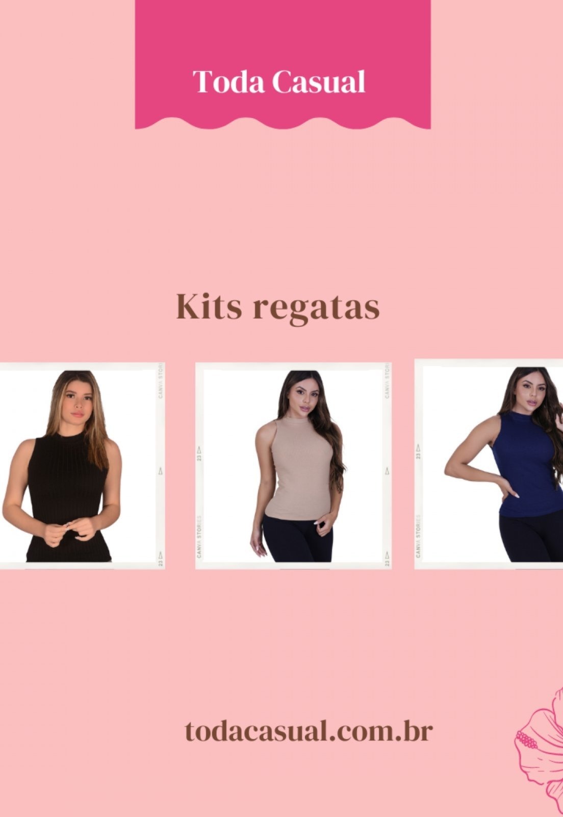 Imagem principal Kit 3 Peças Regata Canelada St Madame preto