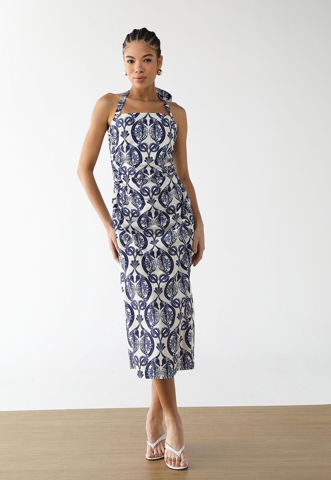 Imagem principal Vestido Feminino FARM Midi Estampa Botânica FARM branco