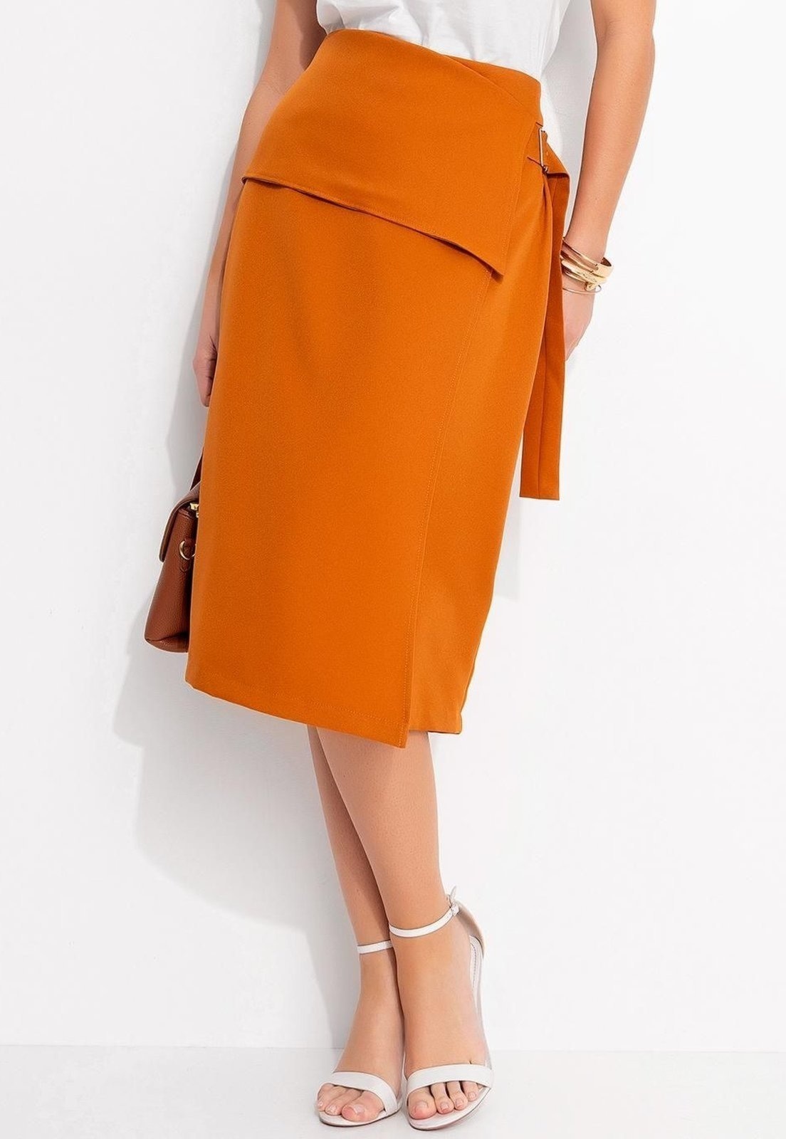 Imagem principal Saia Em Alfaiataria Ferrugem Quintess laranja