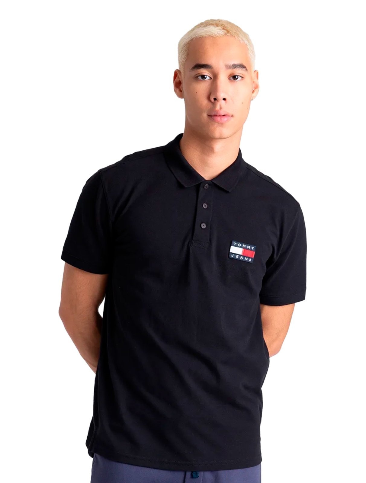 Imagem principal Polo Tommy Jeans Masculina Regular Classic Flag Badge Preta Tommy Jeans preto