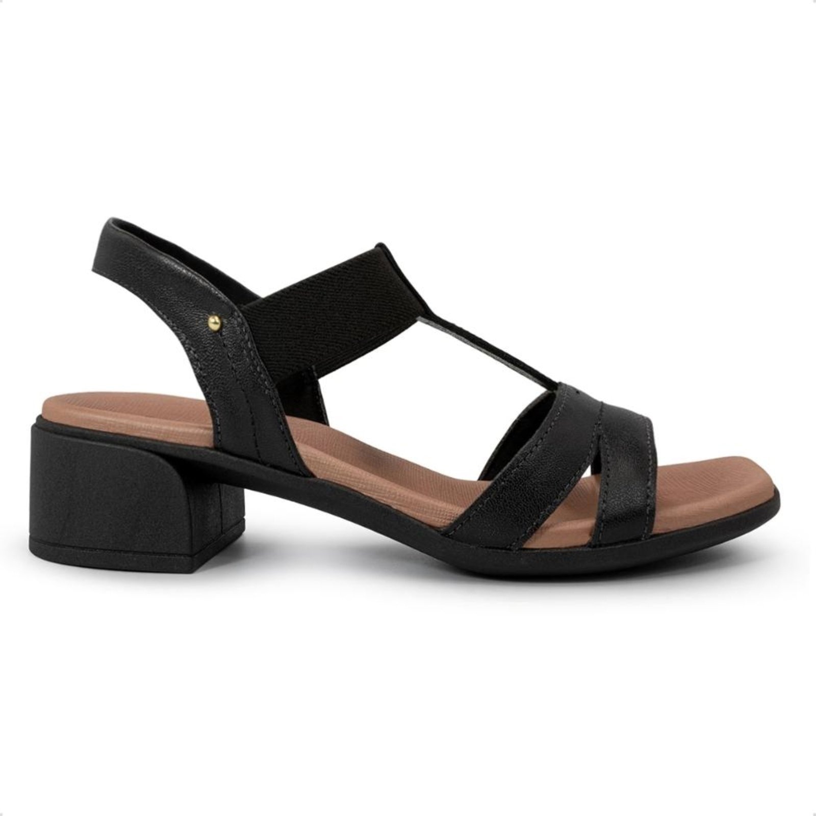 Imagem principal Sandália Usaflex Feminino Bico Quadrado Couro Casual AN27006 Usaflex preto