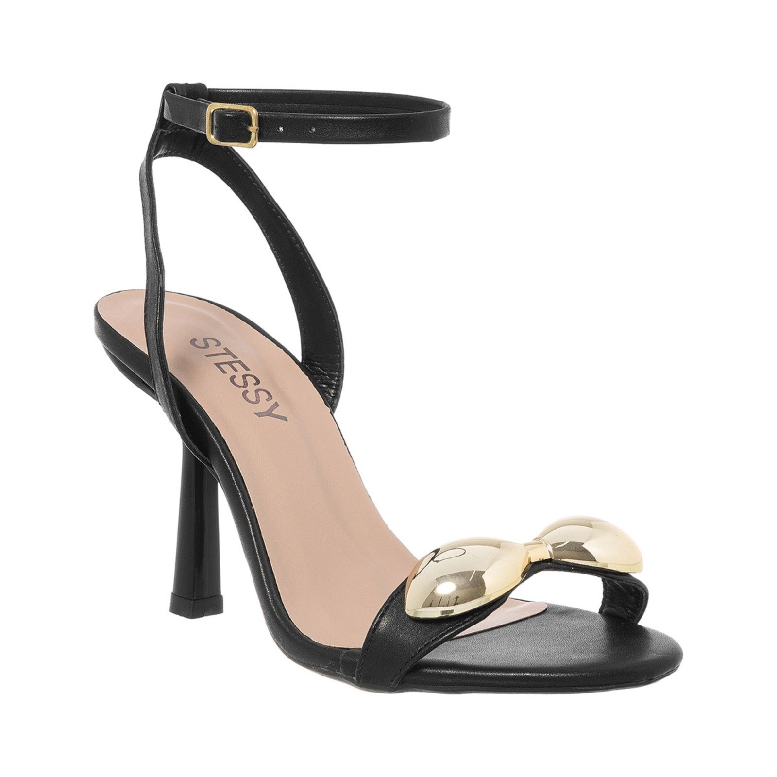 Imagem principal Sandália Feminina Stessy Salto Alto Original Laço Metalizado Casual Stessy Shoes preto