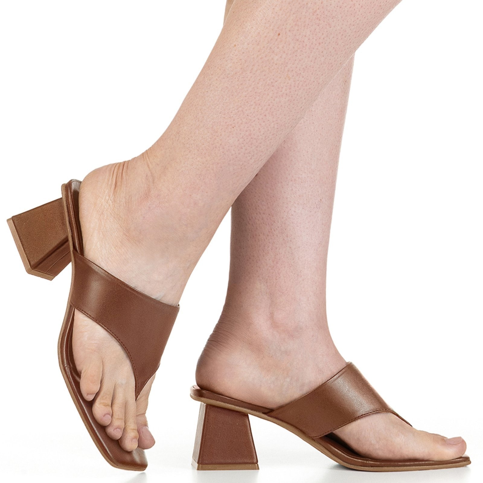 Imagem principal Tamanco De Dedo Gigil Sandália Salto Geométrico Grosso Gigil caramelo/marrom