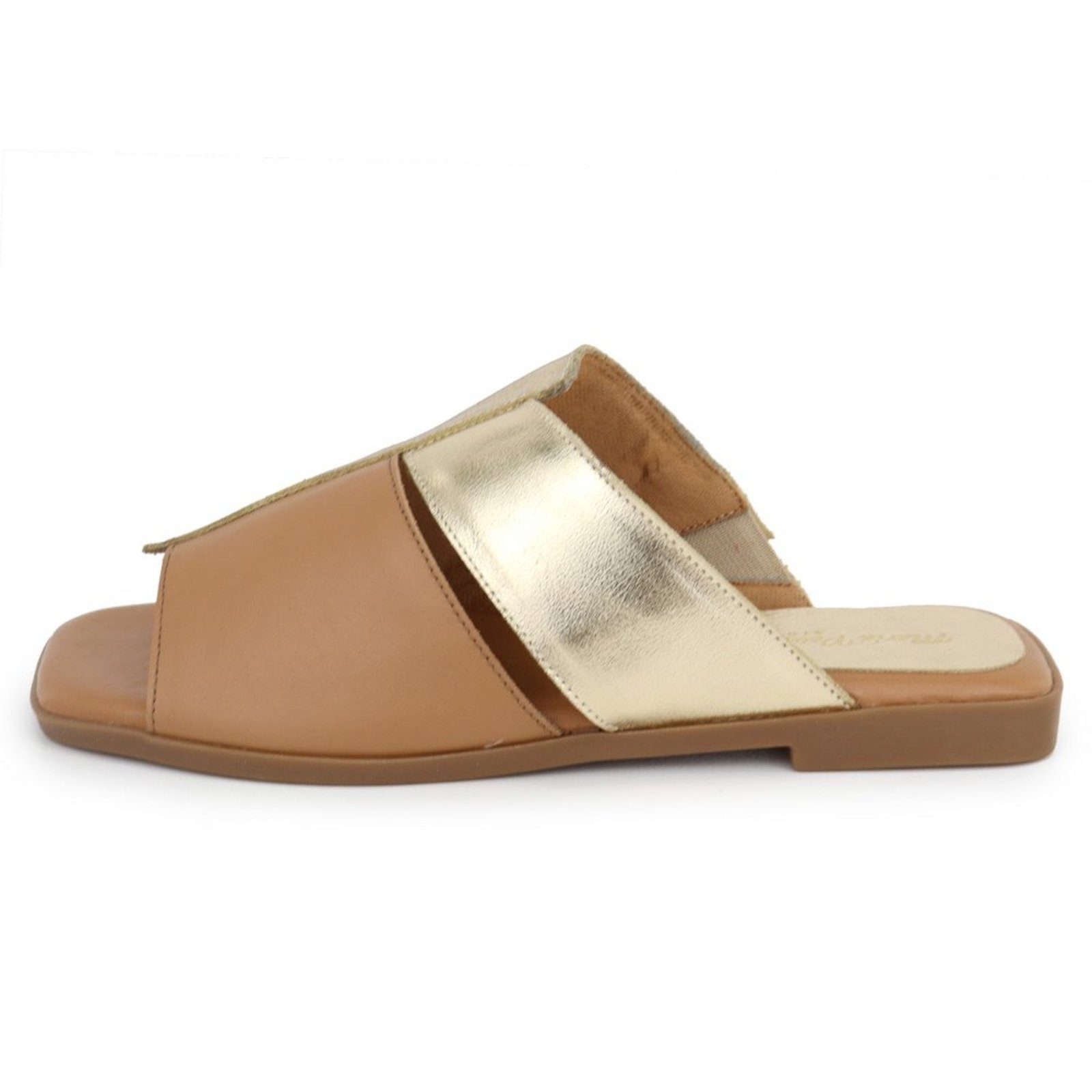 Imagem principal Sandália Rasteira Conforto Feminina em Couro Maria Paula Ouro MARIA PAULA ouro velho
