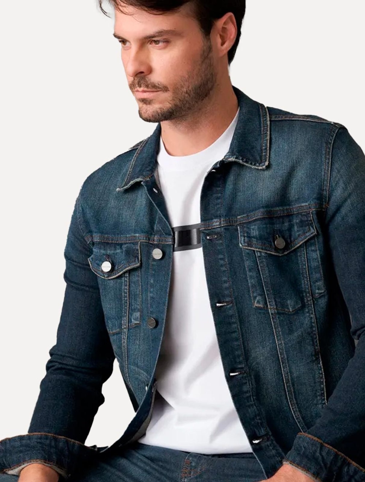 Imagem principal Jaqueta Calvin Klein Trucker Stoned Denim Azul Escuro Calvin Klein azul denim