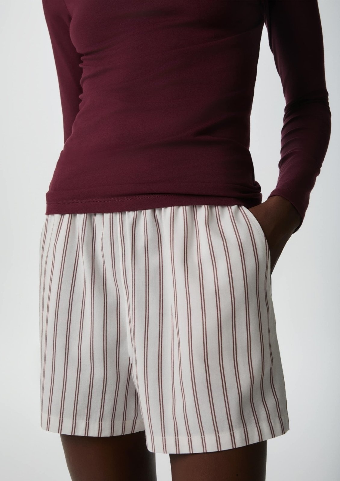 Imagem principal Shorts Feminino Listrado Cintura Alta Hering HERING INTIMATES vermelho