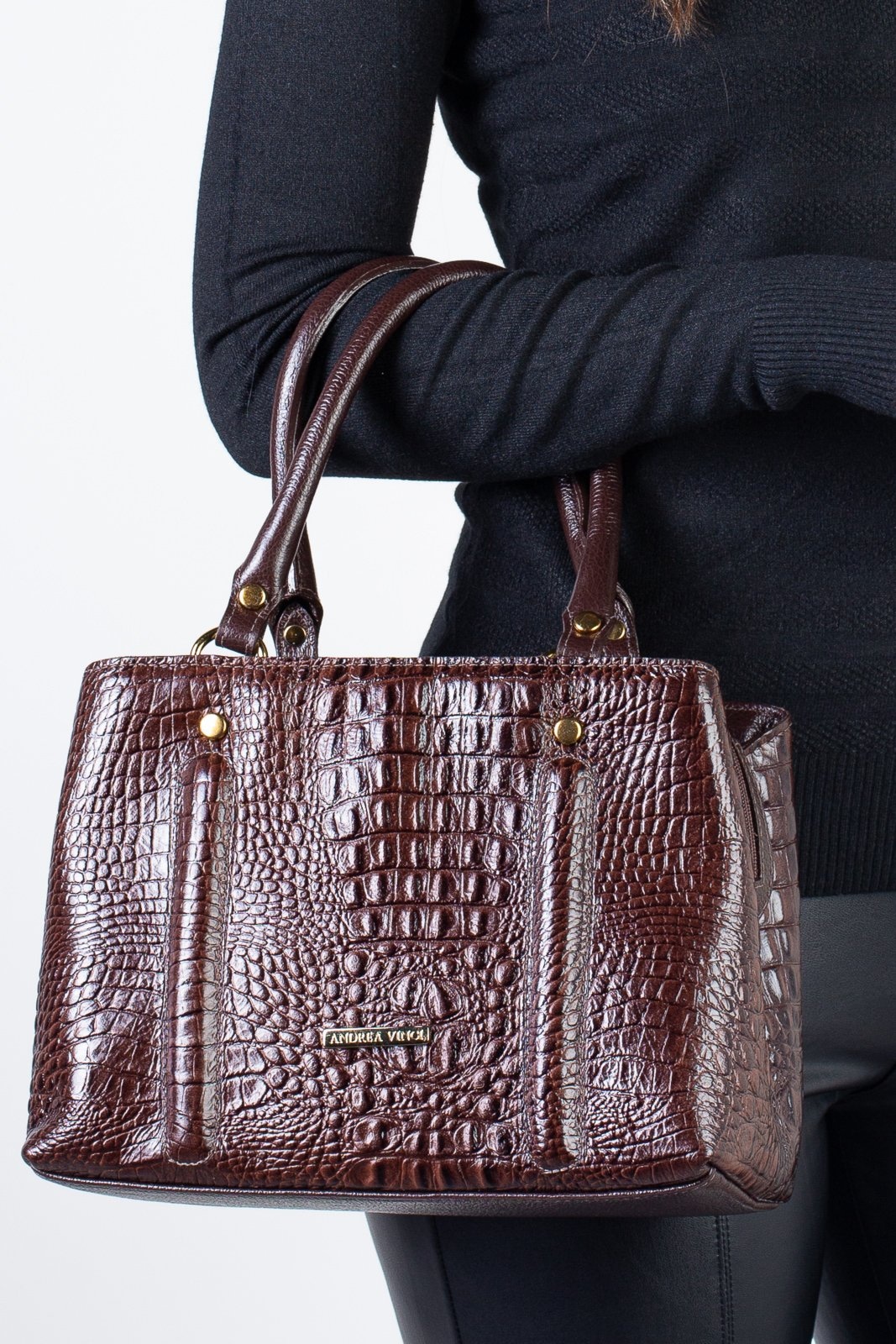 Imagem principal Bolsa Andrea Vinci De Couro Croco Pequena Melina - Café Andrea Vinci vermelho