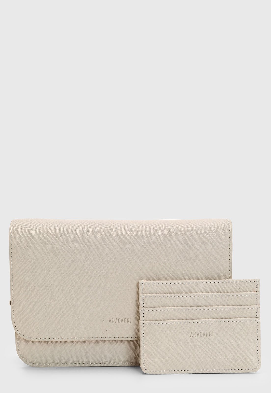 Imagem principal Kit Bolsa e porta cartão Feminina Anacapri Pequena Alça Longa Off-White Anacapri off-white white