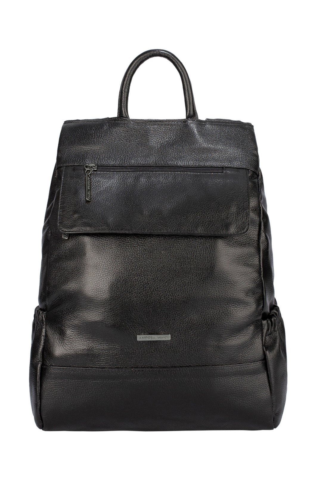 Imagem principal Mochila antifurto de couro liso grafite Suelen Andrea Vinci preto