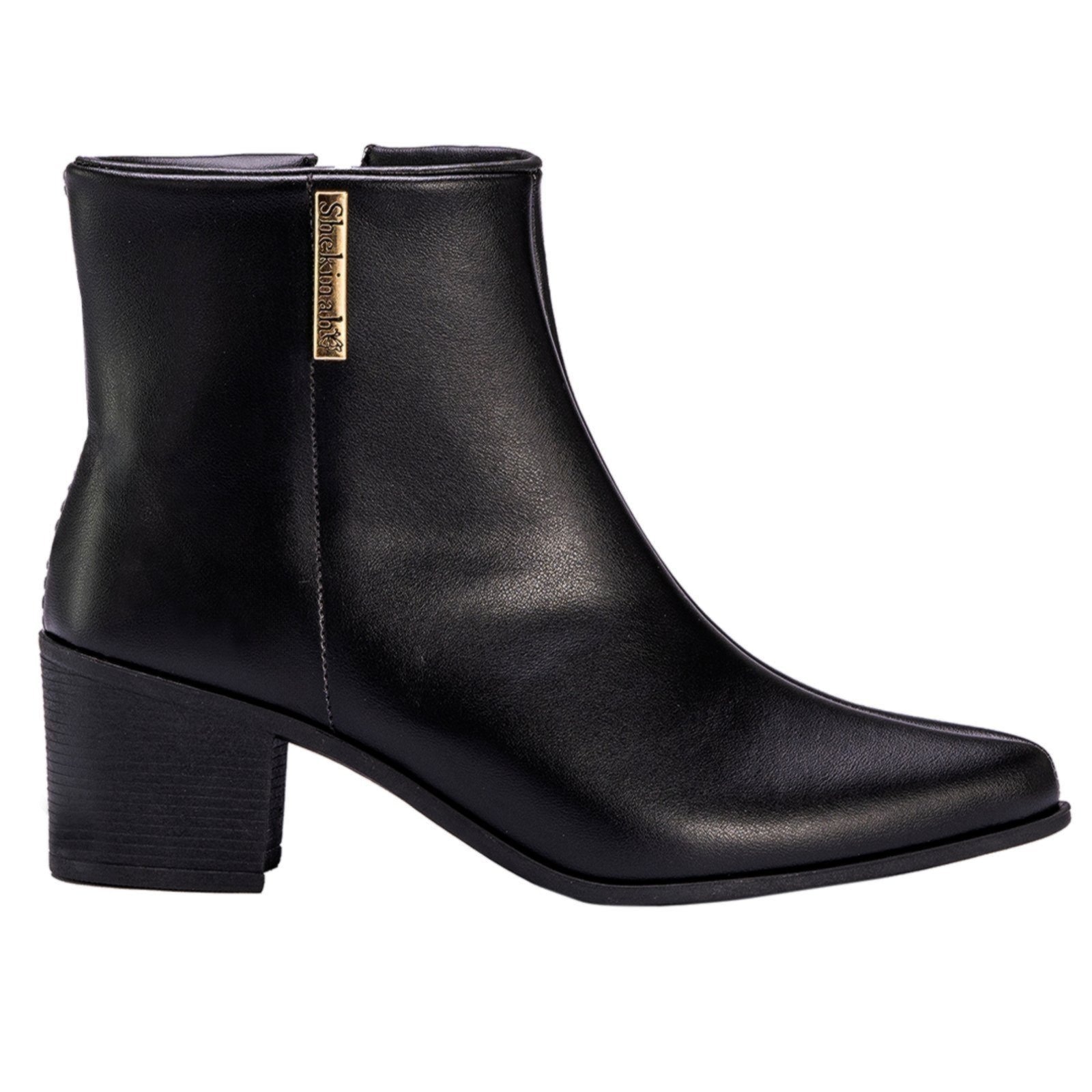 Imagem principal Bota Feminina Bico Fino Cano Médio Salto Grosso Shekinah Lançamento Moda Shekinah preto