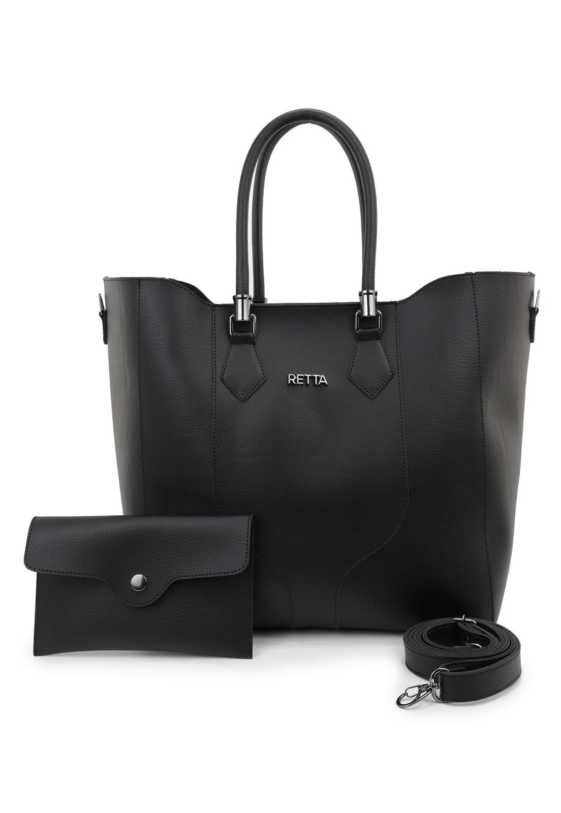 Imagem principal 5.Bolsa Feminina Luxo com Carteira e Alças Duplas Espaçosa Retta Oficial preto