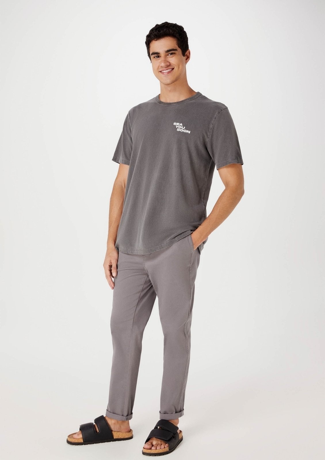 Imagem principal Calça Básica Masculina Jogger Em Sarja Com Elastano Hering cinza