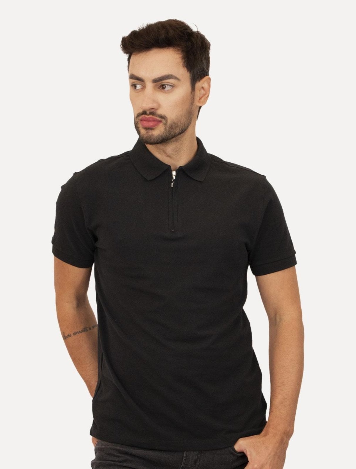 Imagem principal Polo Aramis Masculina Piquet Ziper All Black Preta Aramis preto black