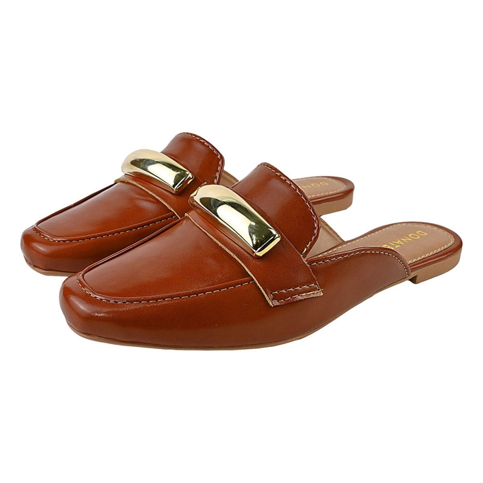 Imagem principal Sapato Mule Femino Donatella Shoes Bico Quarado Enfeite Grande Napa Intense Donatella Shoes caramelo