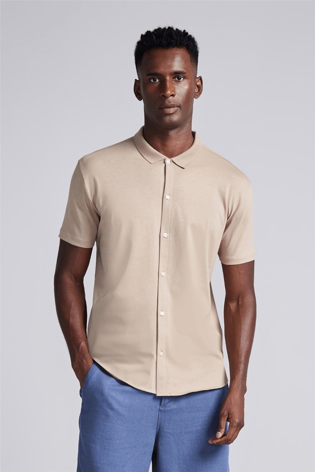 Imagem principal HIGHSTIL Camisa Manga Curta Lisa Malha Slim Fit édio HIGHSTIL marrom