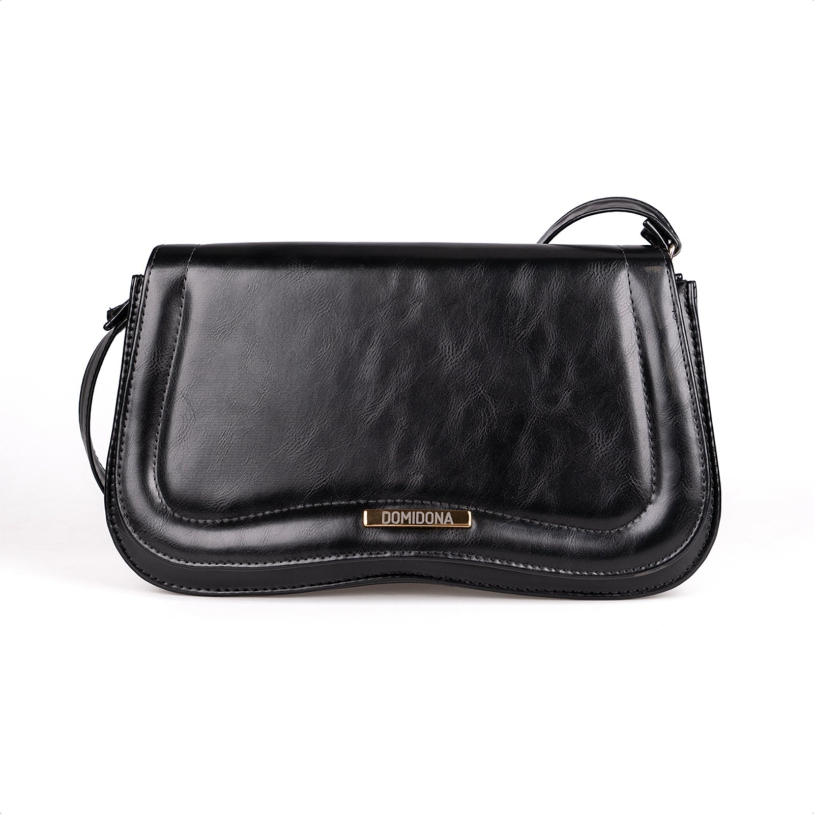 Imagem principal Bolsa Tiracolo Preta Feminina Domidona Média Retrô Chic Alça Ajustável Domidona preto