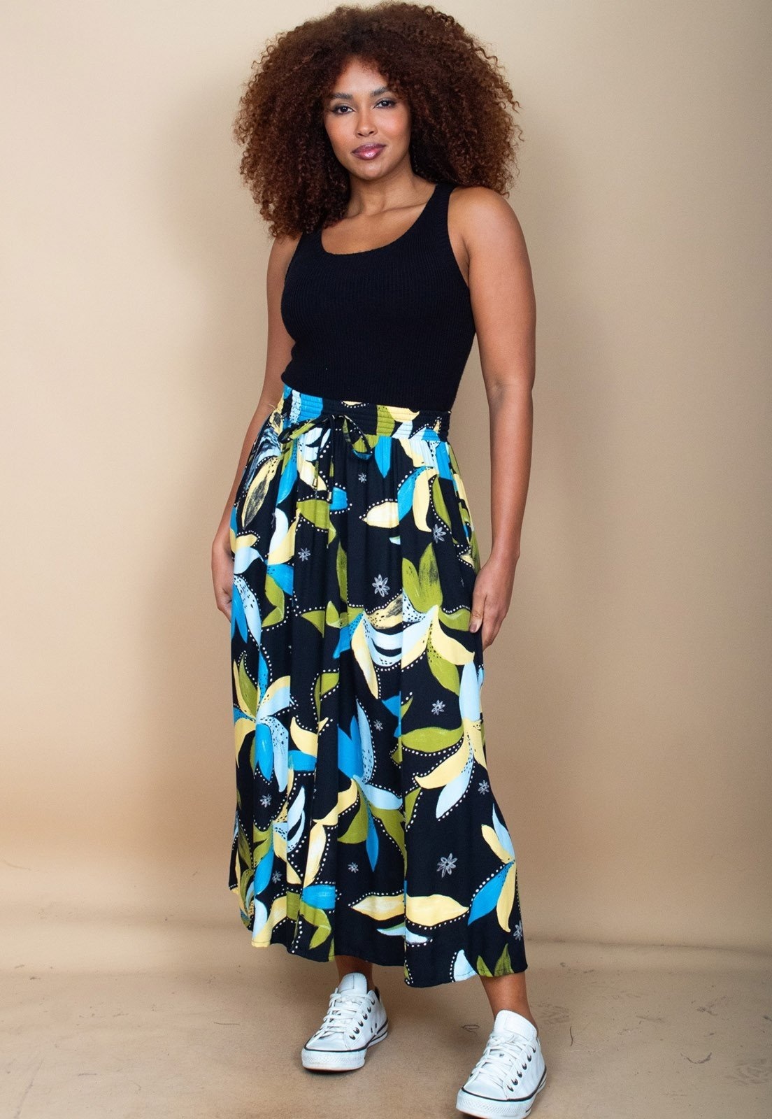 Imagem principal Saia Cabanafree Longa Viscose Estampa Jardim Noturno Cabanafree azul/estampado/multicolorido/verde