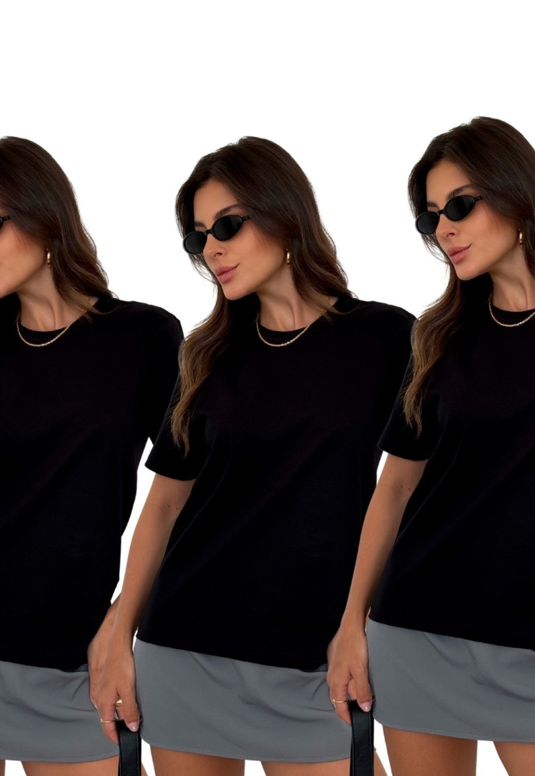 Imagem principal Kit 3 Camisetas Cianitas Lisas Preta 100% algodão Cianitas preto