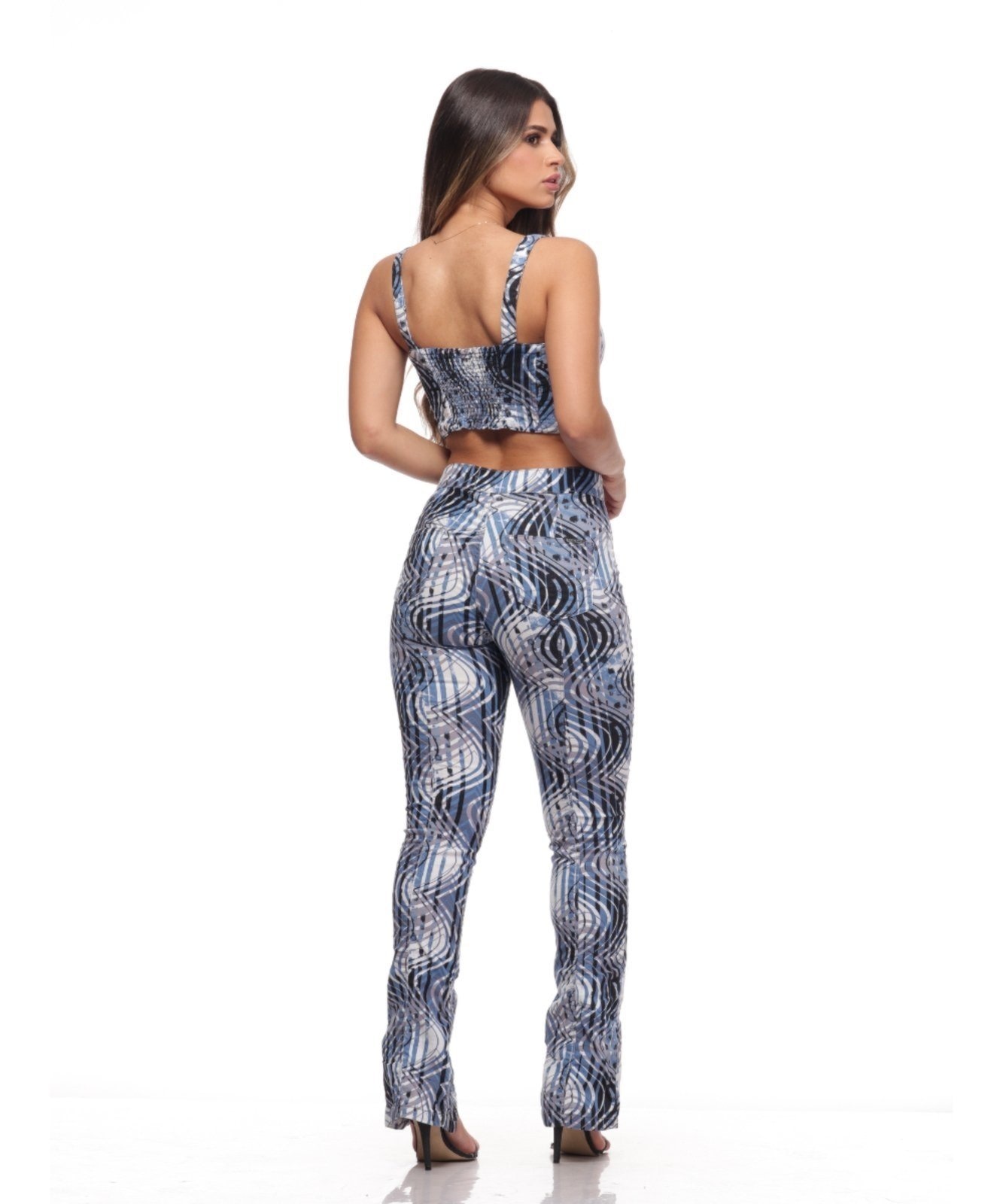 Imagem principal Calça Feminina Razon Jeans Sarja com Elastano Estampada Razon Jeans azul