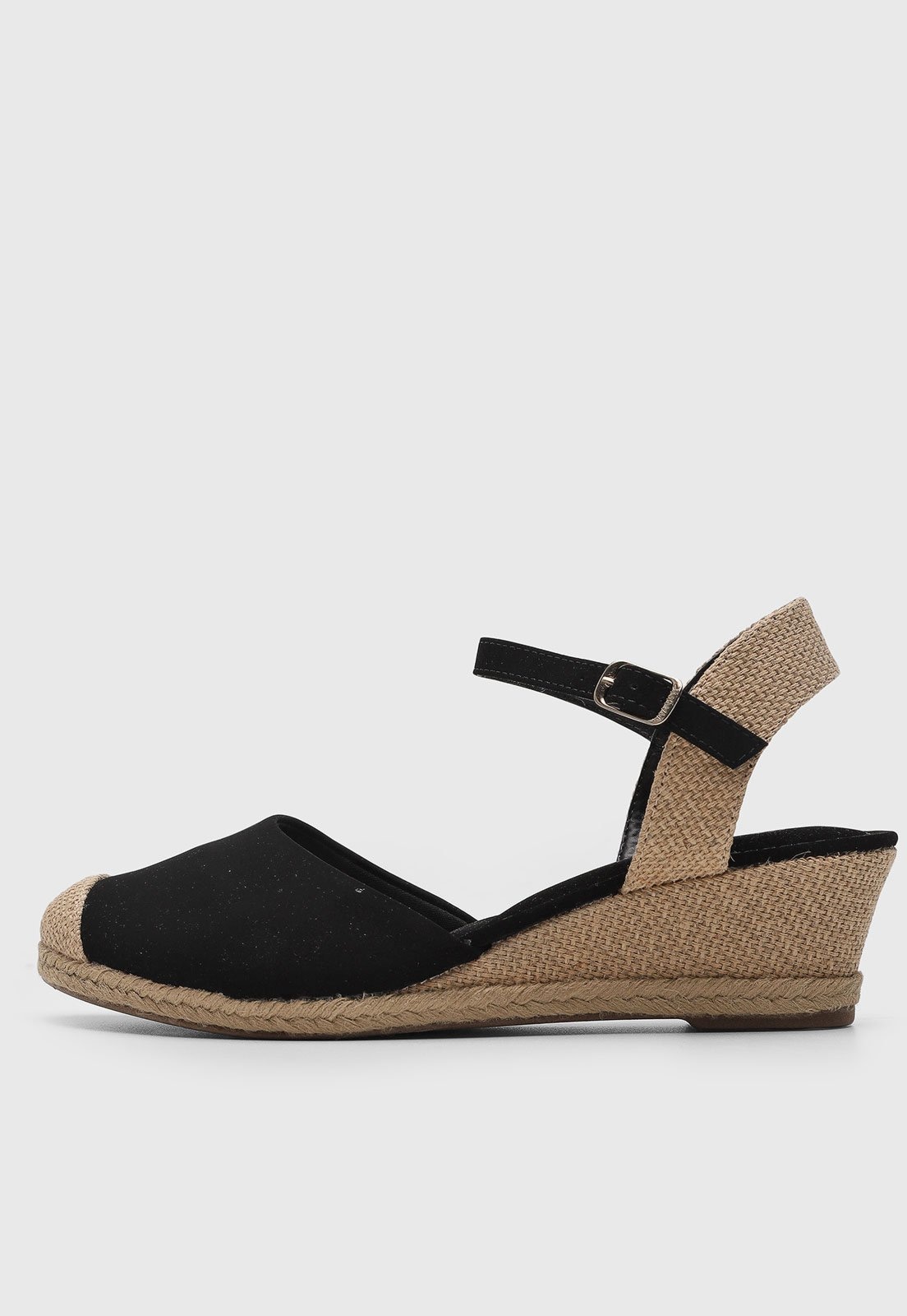 Imagem principal Sandália Feminina VIA UNO Anabela Detalhe Corda Preta VIA UNO preto