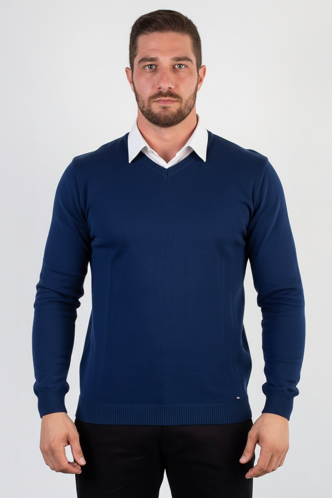 Imagem principal Suéter Enluaze Masculino Gola V De Malha 50001 - Azul marinho Enluaze bordô azul