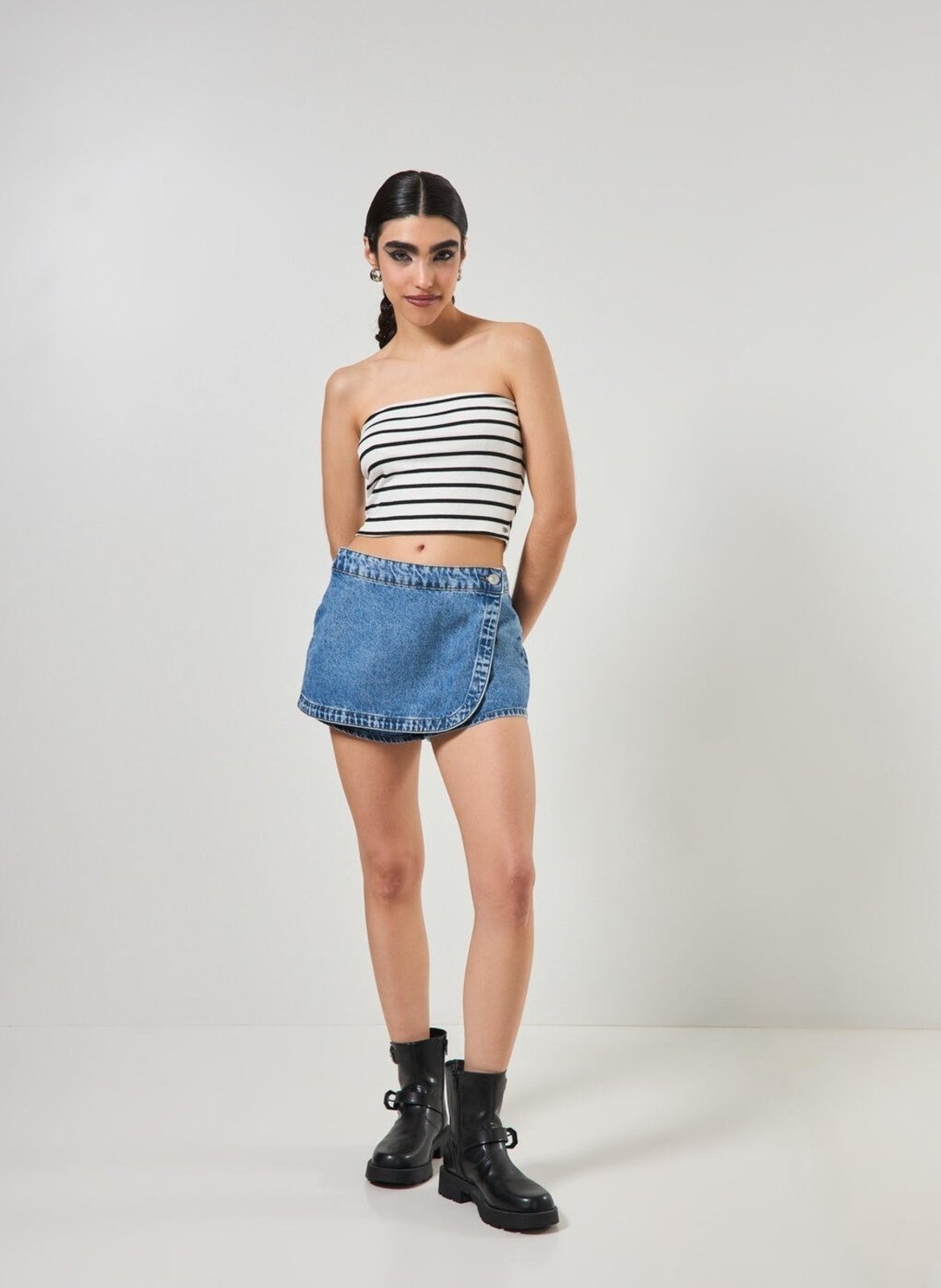 Imagem principal Short Saia Jeans Botão Deslocado Youcom multicolorido