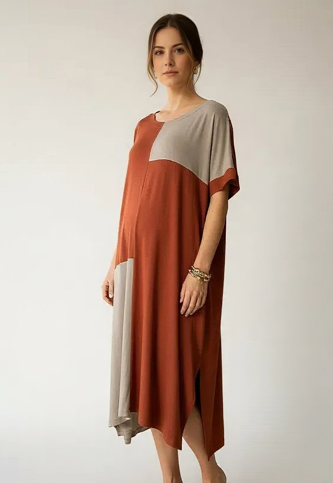 Imagem principal Vestido CabanaFee Terra Serena Midi Plus e Areia Mineral Cabanafree terracota